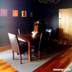 Dark blue dining room