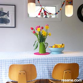 Crisp white dining room