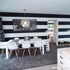 Black and white dining room
