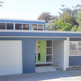 Blue and green home entrance