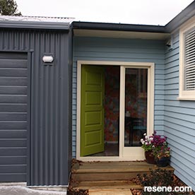 Green home doorway