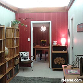 Red and white entryway