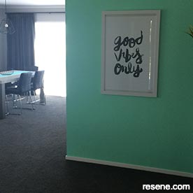 Teal feature wall