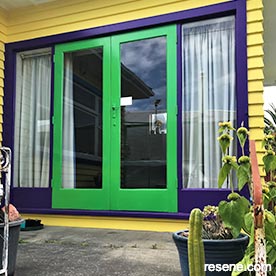 Bright yellow entrance