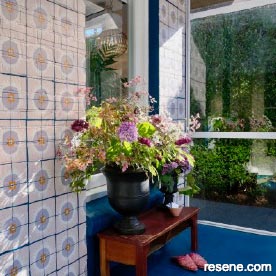 Stenciled tile entry