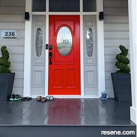 Bright red entrance