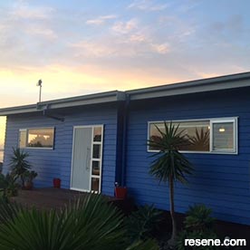 A royal blue home exterior