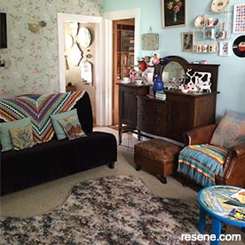 Blue and white lounge