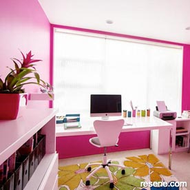 Pink home office
