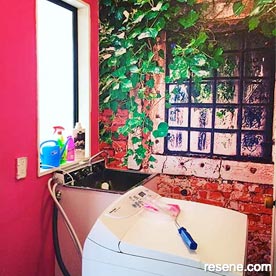 Red laundry wall