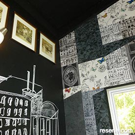 Blackboard paint and wallpaper