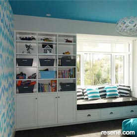 Blue and white playroom