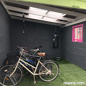 A painted garage interior