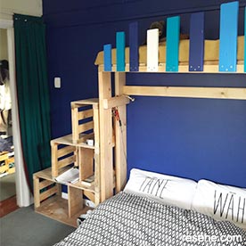 A reading nook for the kids in the master bedroom