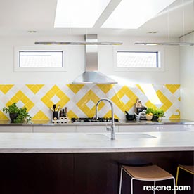 Yellow and white kitchen