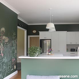 Green and white kitchen
