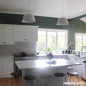 Green and white kitchen