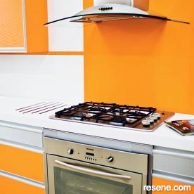 Orange and white kitchen