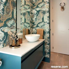 A dramatic bathroom