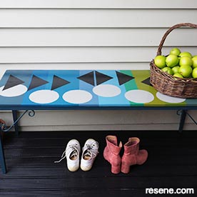 DIY stencilled bench seat