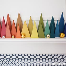 Christmas rainbow mantelpiece