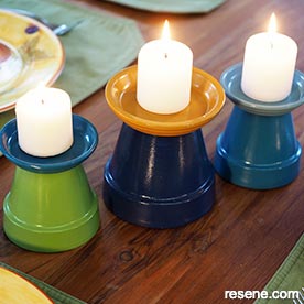 DIY terracotta candlesticks