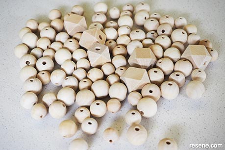 Step 1 - Wooden bead garland