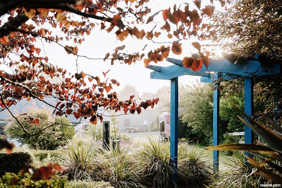 A blue arch painted in Resene St Tropas