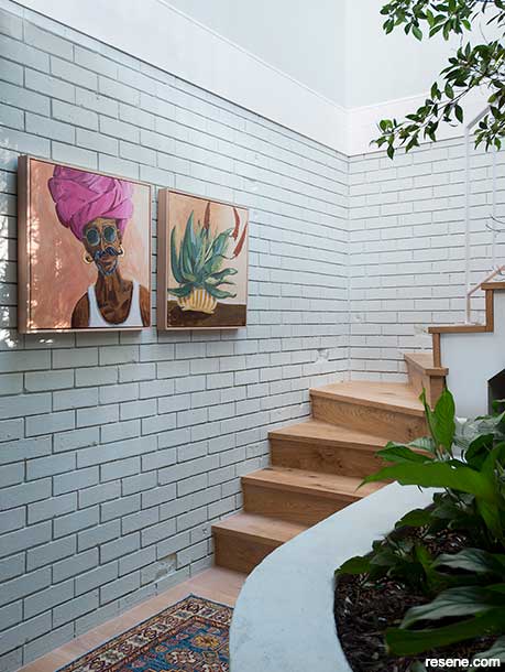 Painted bricks in Resene Black White