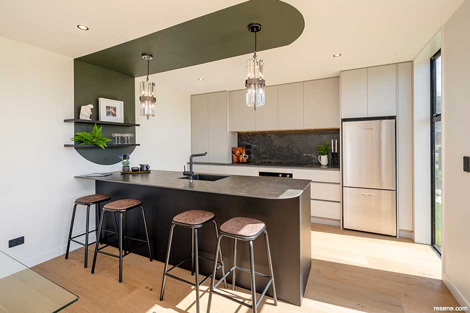 Using colour as a divider - a surprise use on the ceiling and wall