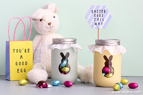 Painted colourful Easter jars