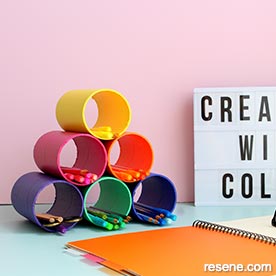 Rainbow inspired pen holder