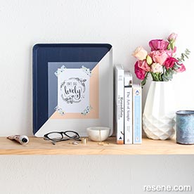 Upcycle a tray to make a colourful frame for your keepsakes