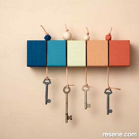 Make a wooden multi coloured key holder