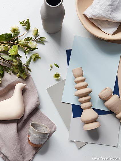 Mood board - calm, peaceful blue, green, grey theme
