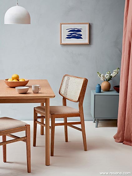 Past meets present dining room in Resene Duck Egg Blue