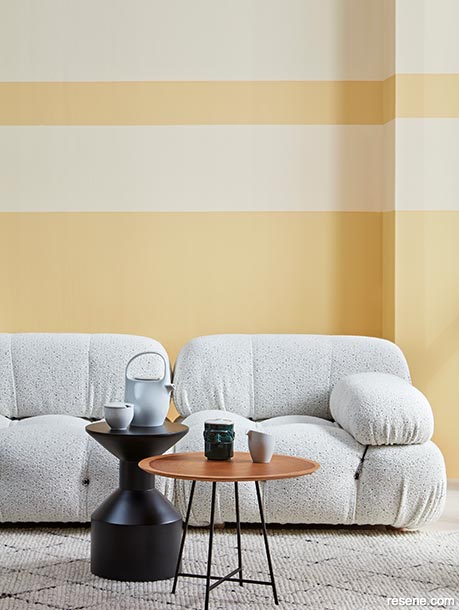 A joyful yellow living room