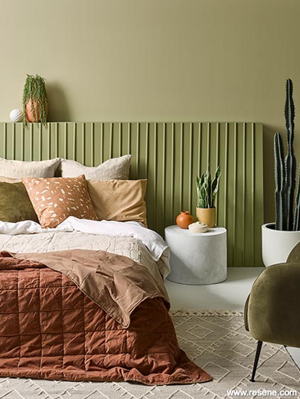 A serene and sanctuary-like earthy bedroom