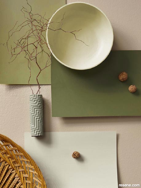 A serene green moodboard
