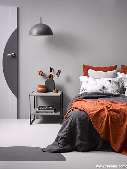 A film noir inspired bedroom