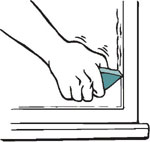 Use soap on glass window edges