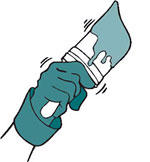 Fold the bottom of gloves up to create a lip that will catch any stray paint