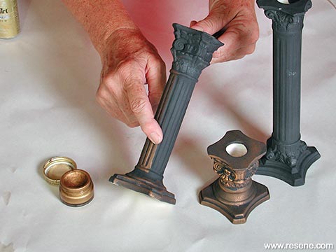 Step 3 - gilding candlesticks