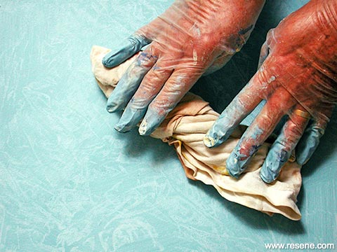 Step 2 - ragrolling paint technique