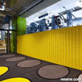 Brightly coloured walls - Les Mills gym