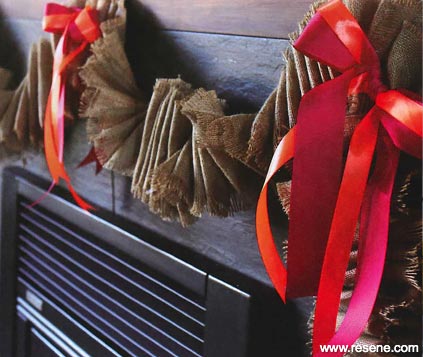 Sackcloth and ribbon