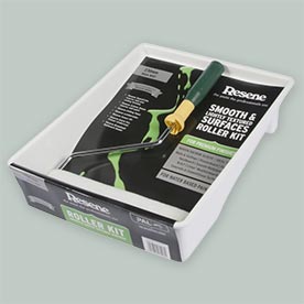 Resene key accessories for painting and decorating, including roller sleeves, brushes, trays, and sandpaper