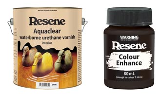 Resene Aquaclear and Resene Colorwood Enhance