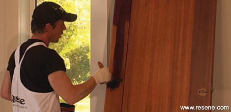 Staining the door