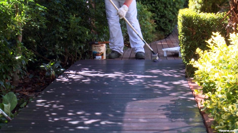 Stain the full length of the deck